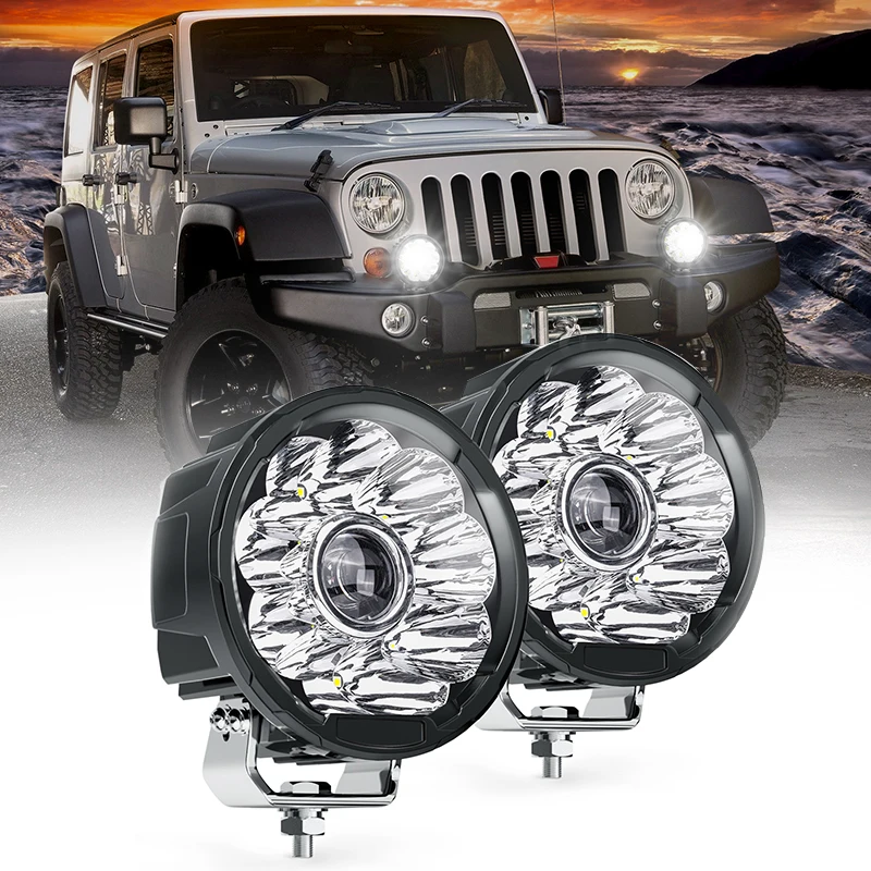 MICTUNING 2PCS LED Pods Lights 5 Inch 40w LED Work Light Off Road Driving Lights IP67 Waterproof for Trucks ATV UTV SUV Car Boat