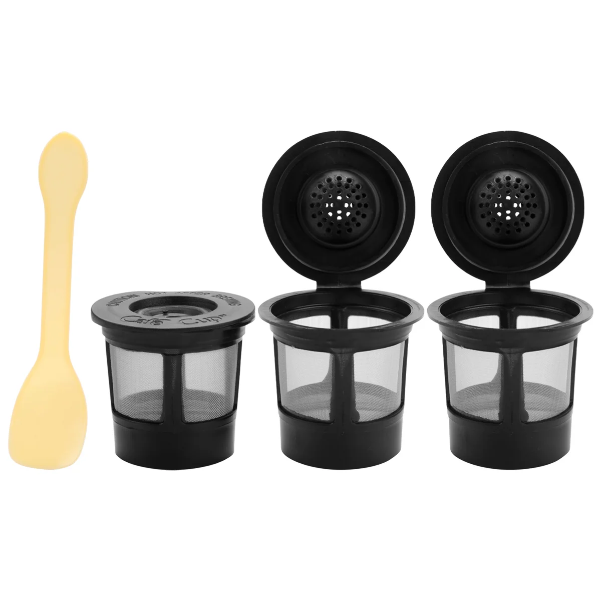 ตัวกรองฝักกาแฟแบบใช้ซ้ําได้ถาวร 3 แพ็คพร้อมตาข่ายสแตนเลสเข้ากันได้กับเครื่องต้มเบียร์ Keurig พร้อมช้อน