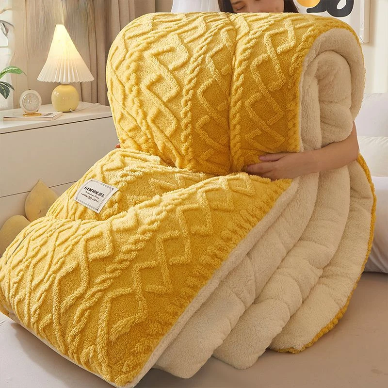 

Soft Blanket Quilt Imitation Wool Thickened Quilt Double Thickened Warm Blanket Coral Fleece Blanket Winter Bed Blanket Bed Acce