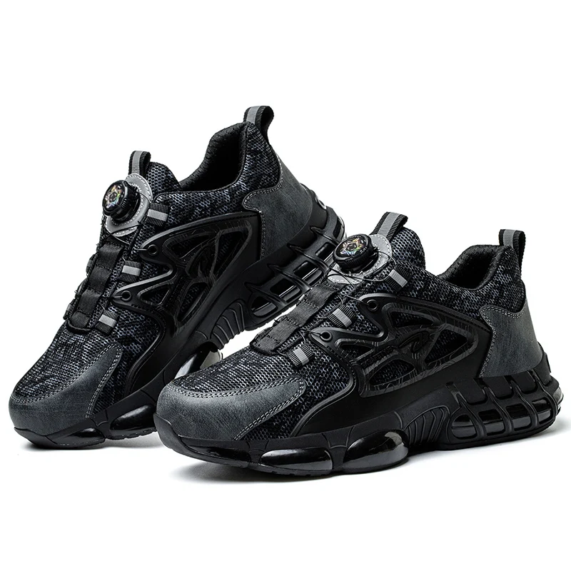 Roterende knop Beschermende veiligheidsschoenen Heren Stalen neus Sneakers Luchtkussen Werkschoenen Man Lekbestendige werkveiligheidslaarzen