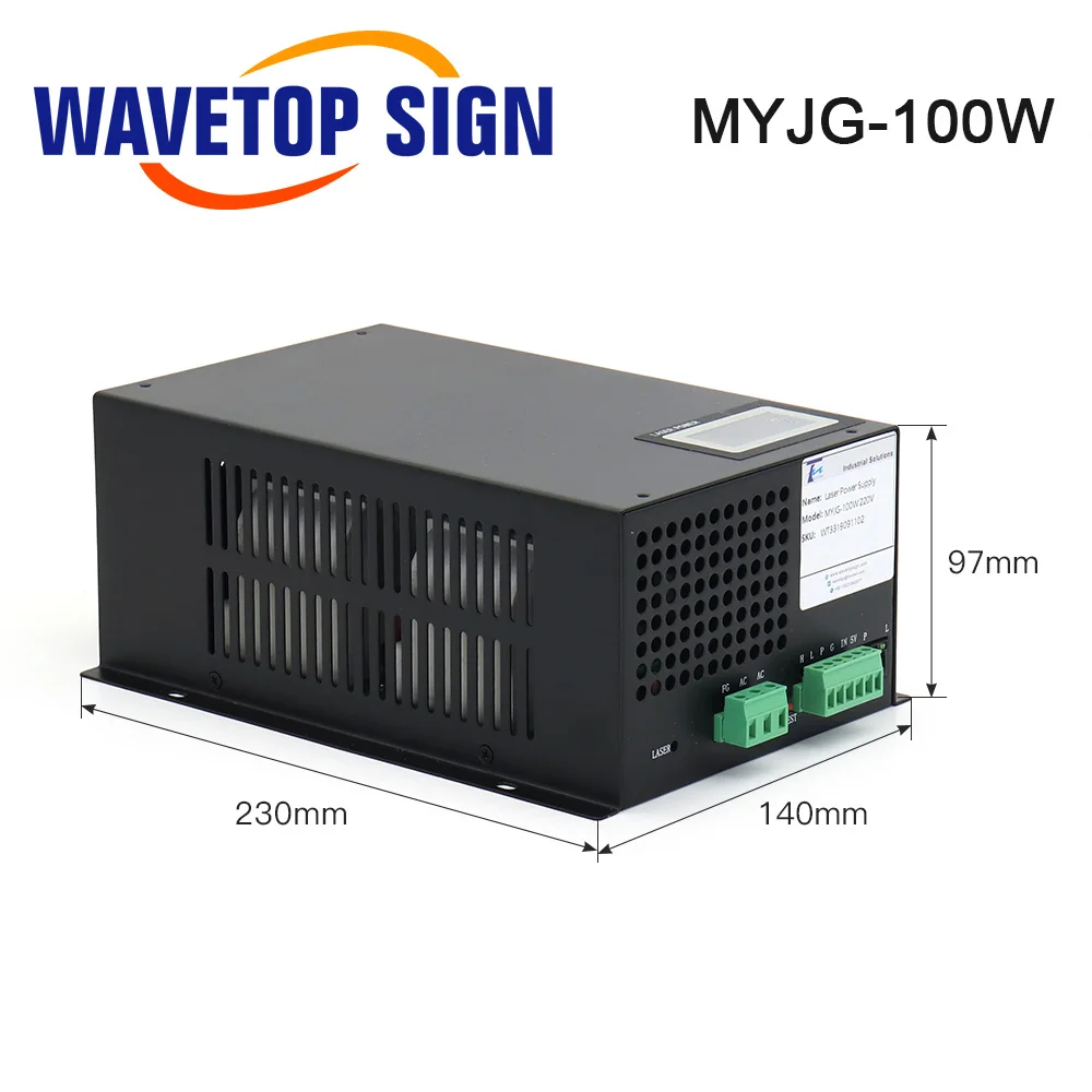 WaveTopSign-fuente de alimentación láser CO2, 100W, HY-TA100 para máquina de grabado y corte láser CO2, larga garantía