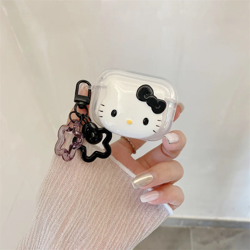 Hello Kitty Anime Sanrio Compatible Headphone Set Silicone PC Case AirPods 1/2/3 Pro/2 Apple Bluetooth Headphone Charging Case