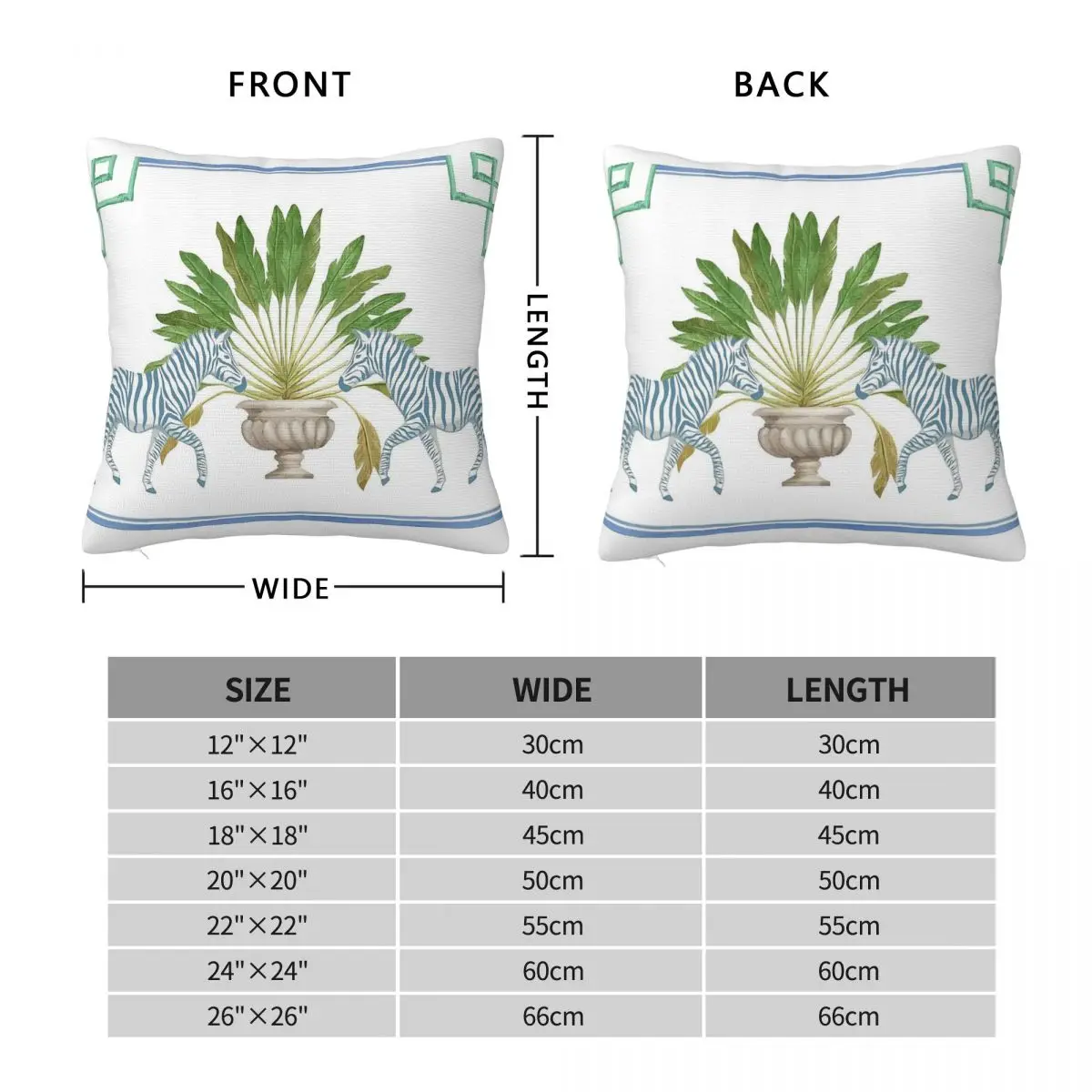 Chinoiserie Zebra Palm Tree Square Pillowcase Polyester Linen Velvet Creative Zip Decor Throw Pillow Case Car Cushion Cover