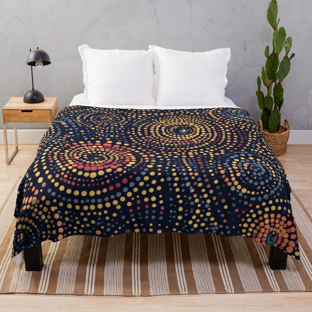 

Aboriginal Authentic Art - With Circles Throw Blanket Warm Hairys Blankets