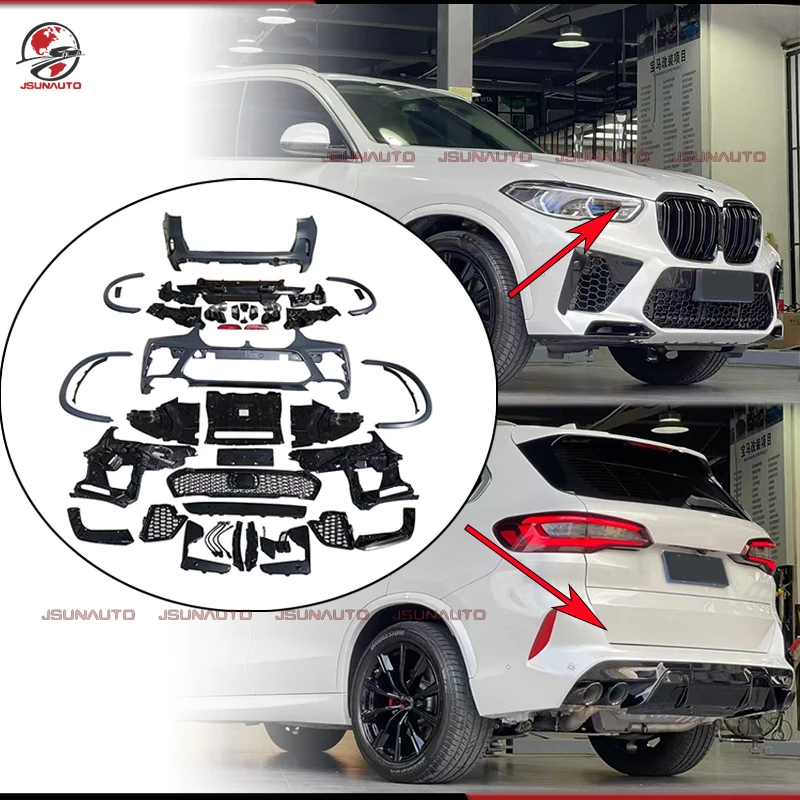 

Auto External Accessories For BMW X5 Upgrade X5M Style PP Material Unpainted Front Bumper Side Fenders Diffuser Body Kit