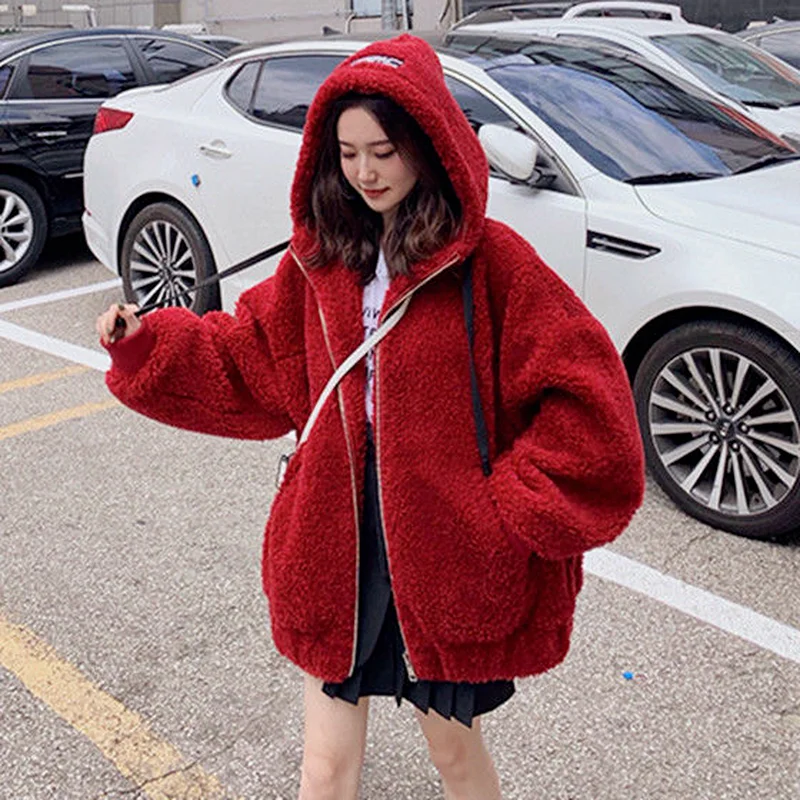 

Basic Jackets Women New Winter Korean Style Loose Aesthetic Zipper Warm Casual All-match Ladies Pockets Simple Solid Students