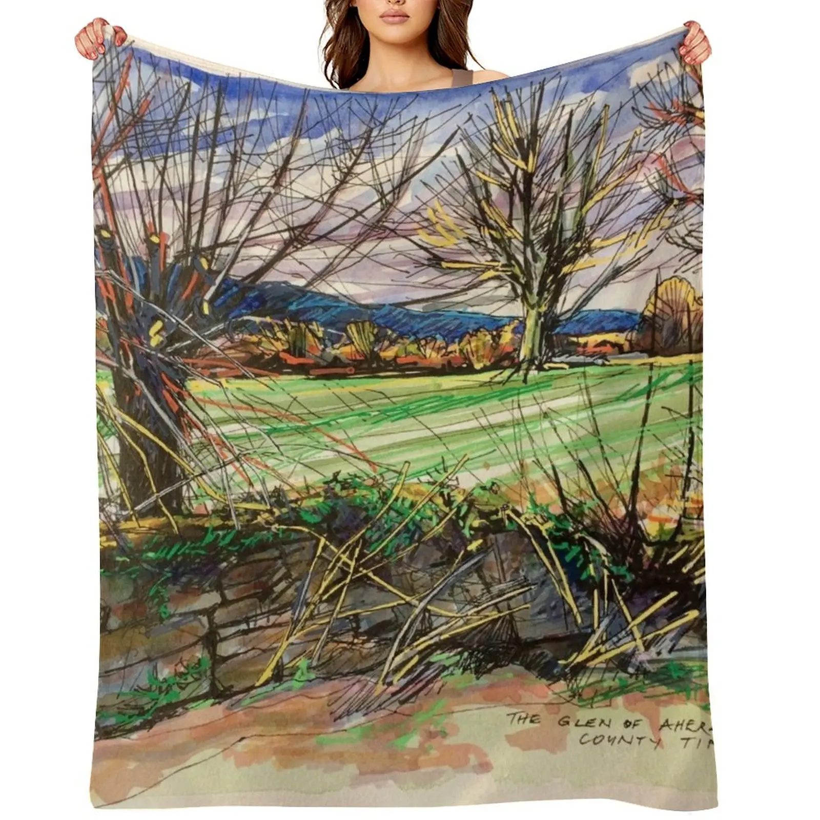 

Winter in the Glen of Aherlow, Tipperary, Ireland Throw Blanket Shaggy Picnic Soft Big Camping Blankets