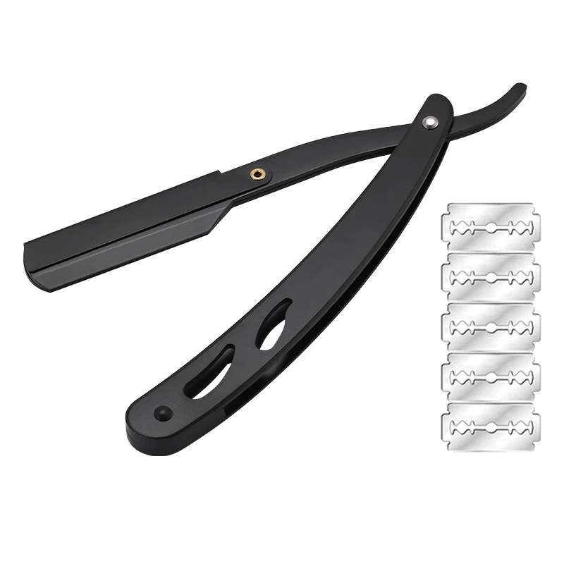 Men Shaving Barber Tools Hair Razor Folding Knife Stainless Steel Razors Holder With 5 Blades