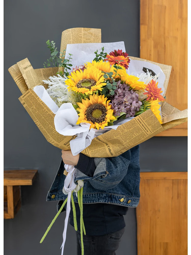 Vintage Kraft Retro English Newspaper Double Sided Flowers Gift Wrapping Paper DIY Tissue Package Book Cover Wrap Packing