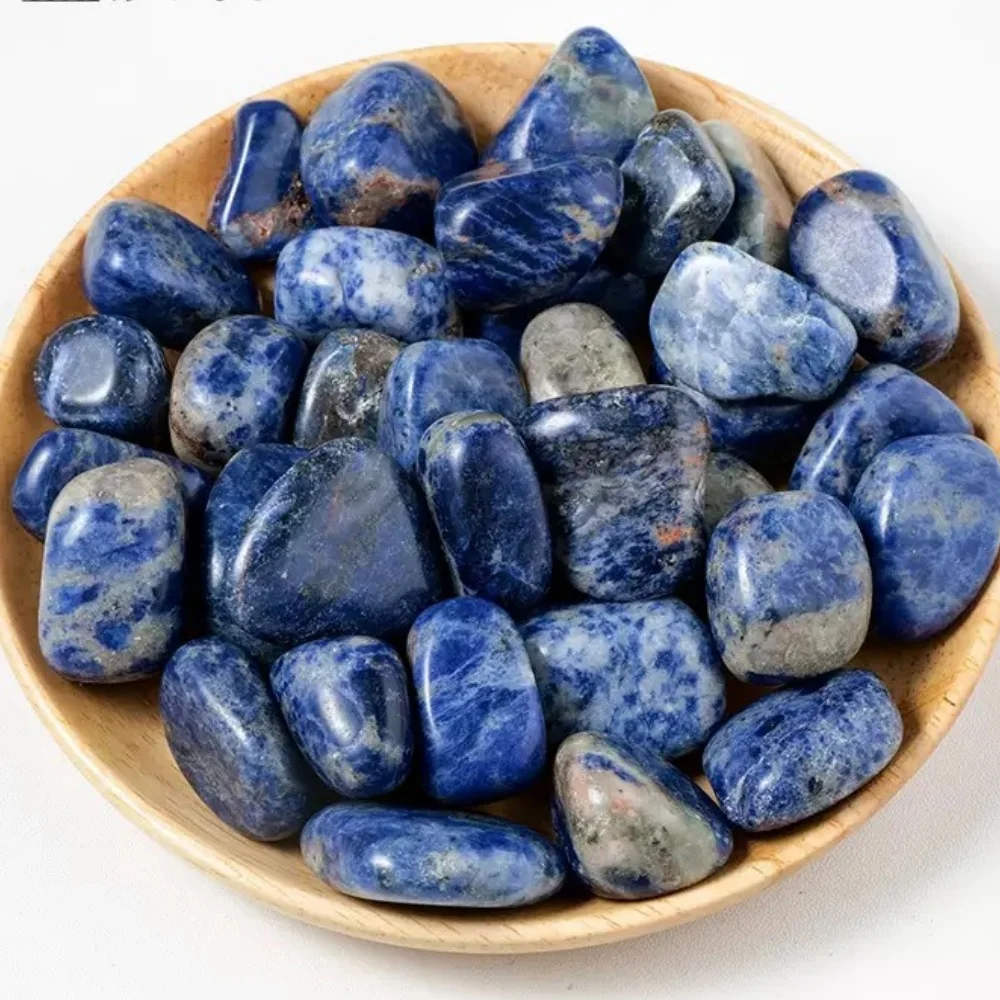 حجر سوداليتي الأزرق الطبيعي هبط مصقول كريستال كوارتز الحصى حجر الخام الخام عينة الصخور شفاء كريستال للديكور المنزل