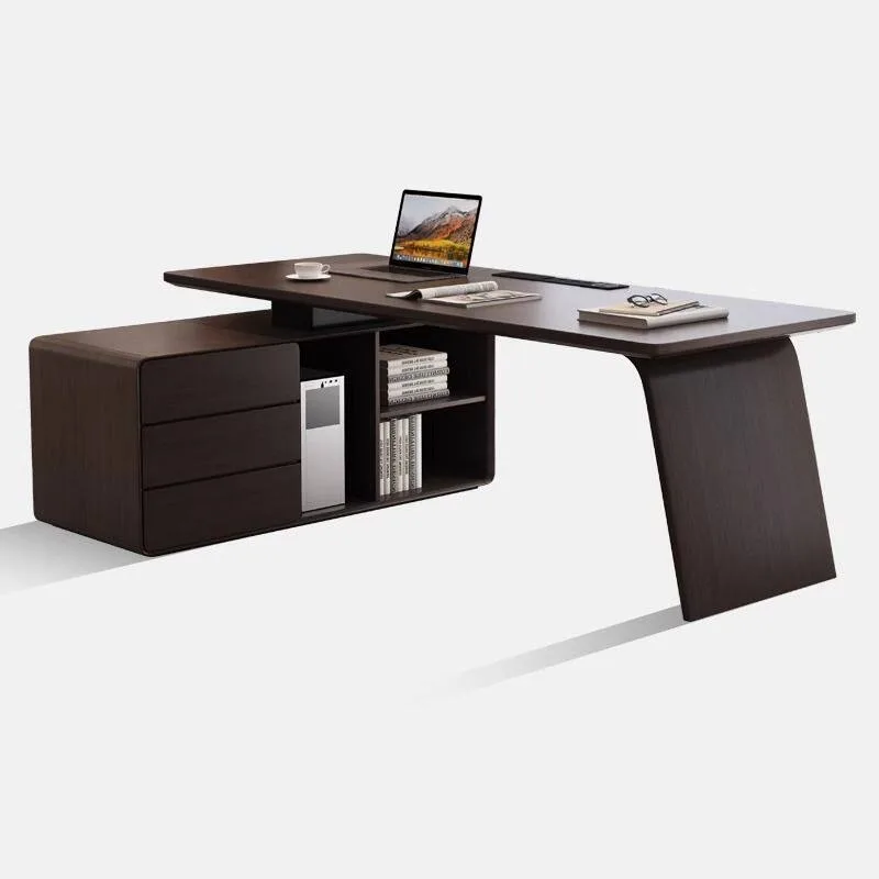 Italian Minimalist Solid Wood Corner Desk L-Shaped Modern Luxury Home Office Computer Desk for Adults High-End Sense