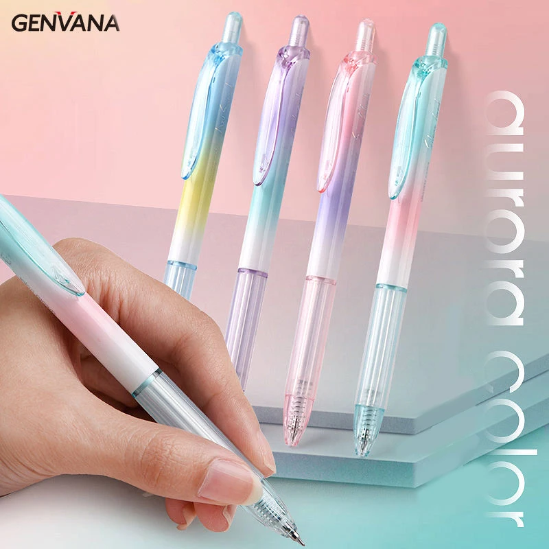 Imagem -03 - Canetas Retráteis Aurora Colors Gel 05 cs Fine Point Tinta Preta Caneta de Secagem Rápida para Diário Anotações Planejador Escola 12 Pcs