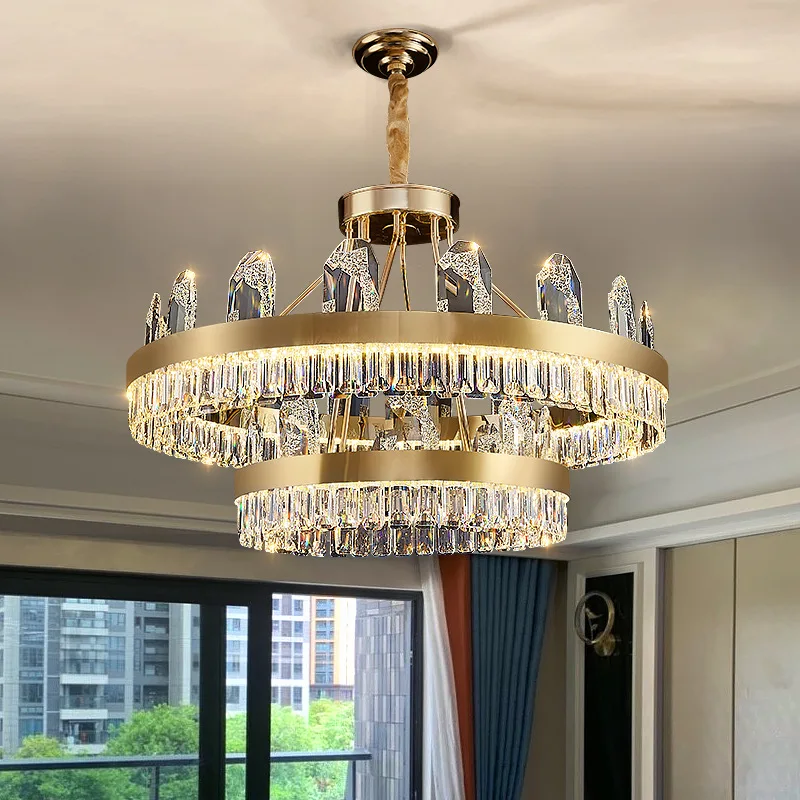 Living room light luxury crystal chandelier post-modern simple dining room bedroom American Italian whole house lighting