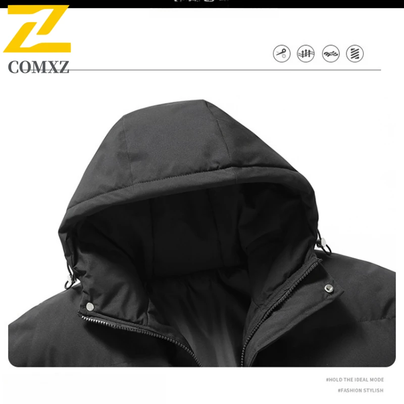 Jaket Musim Dingin 2025 Serbaguna Mantel Tahan Angin Berkemah Luar Ruangan Bertudung Fashion Pria Mantel Bantalan Hangat Tahan Dingin Ski Salju