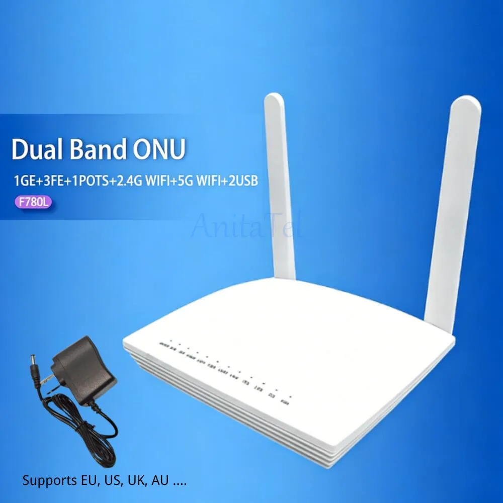 

FTTH F780L ONU двухдиапазонный маршрутизатор 1GE 1 порт XPON ONT 2.4G 5G WIFI с поддержкой удаленного управления OMCI и IPv6