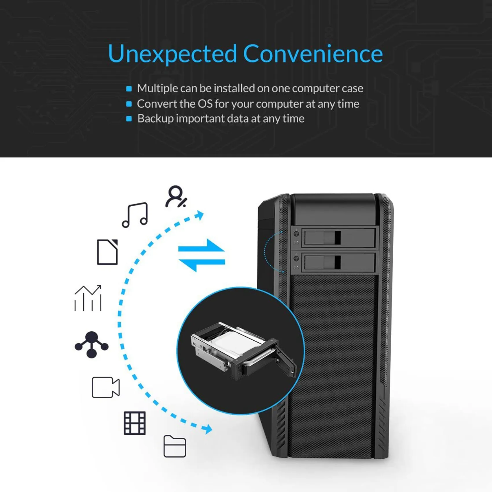 SMIEA 1106SS 5,25 Мобильная стойка без следов с возможностью горячей замены CD-ROM 3,5-дюймовый внутренний адаптер жесткого диска SATA SSD - черный