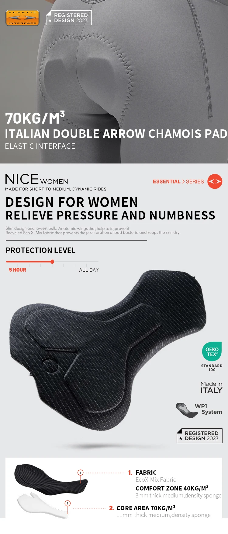 EVR Damen-Radhose mit Doppelpfeilpolsterung, Outdoor-Stoßdämpfende Dünne Radhose für Mountainbike und Rennrad – Detail 10