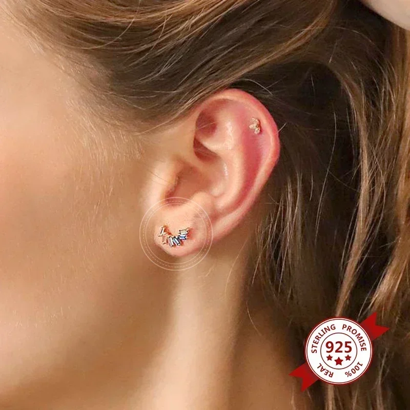 YUXINTOME 925 Sterling Silver igła do ucha wykwintny kolor kryształowa cyrkonia luksusowe kolczyki sztyfty kolczyki dla kobiet moda biżuteria — zdjęcie 7