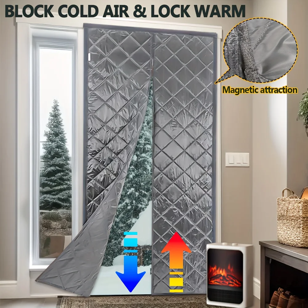 Magnetischer Winter-Thermo-Türvorhang in Grau, einfache Installation für die vordere und hintere Tür, Wohnzimmer, Schlafzimmer, energiesparend