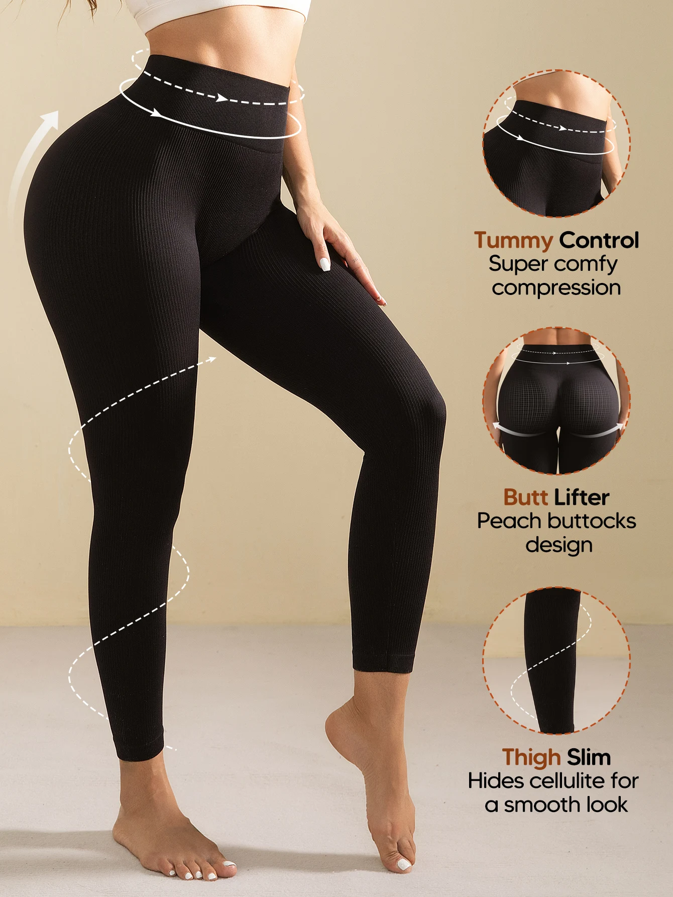 Leggings a vita alta da donna - Pantaloni contenitivi per la pancia Pantaloni da yoga morbidi da allenamento non trasparenti per la corsa Nero