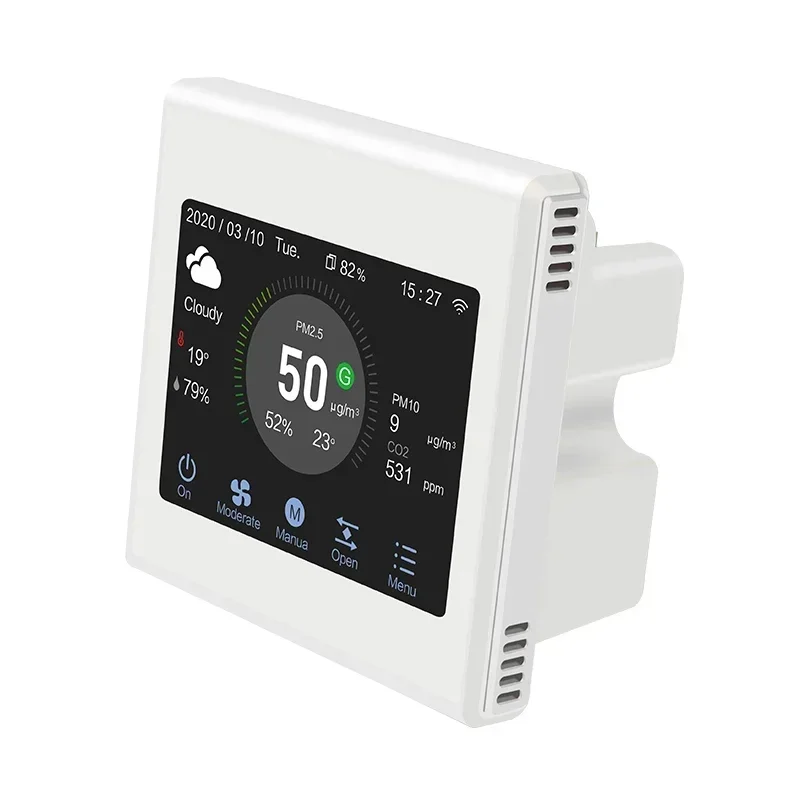 2026 HVAC Air Monitor Wifi RS485 Modbus Smart Digital Room VOC PM2.5 CO2 Temperature And Humidity Fan Motor Control Machine
