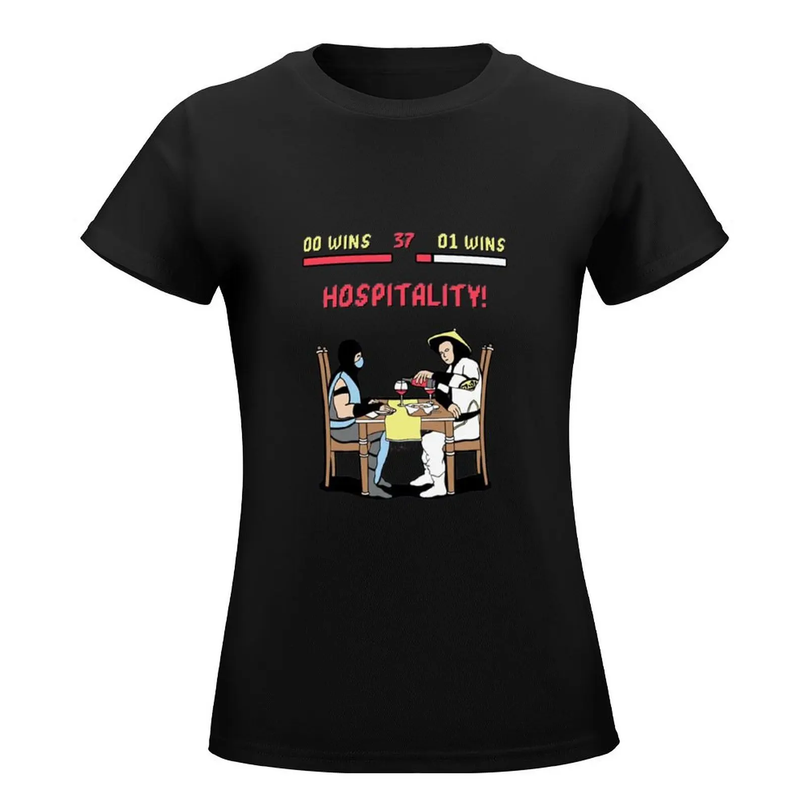 Mortal Hospitality Kombat T-Shirt korean fashion aesthetic clothes shirts graphic tees rock and roll t shirts for Women