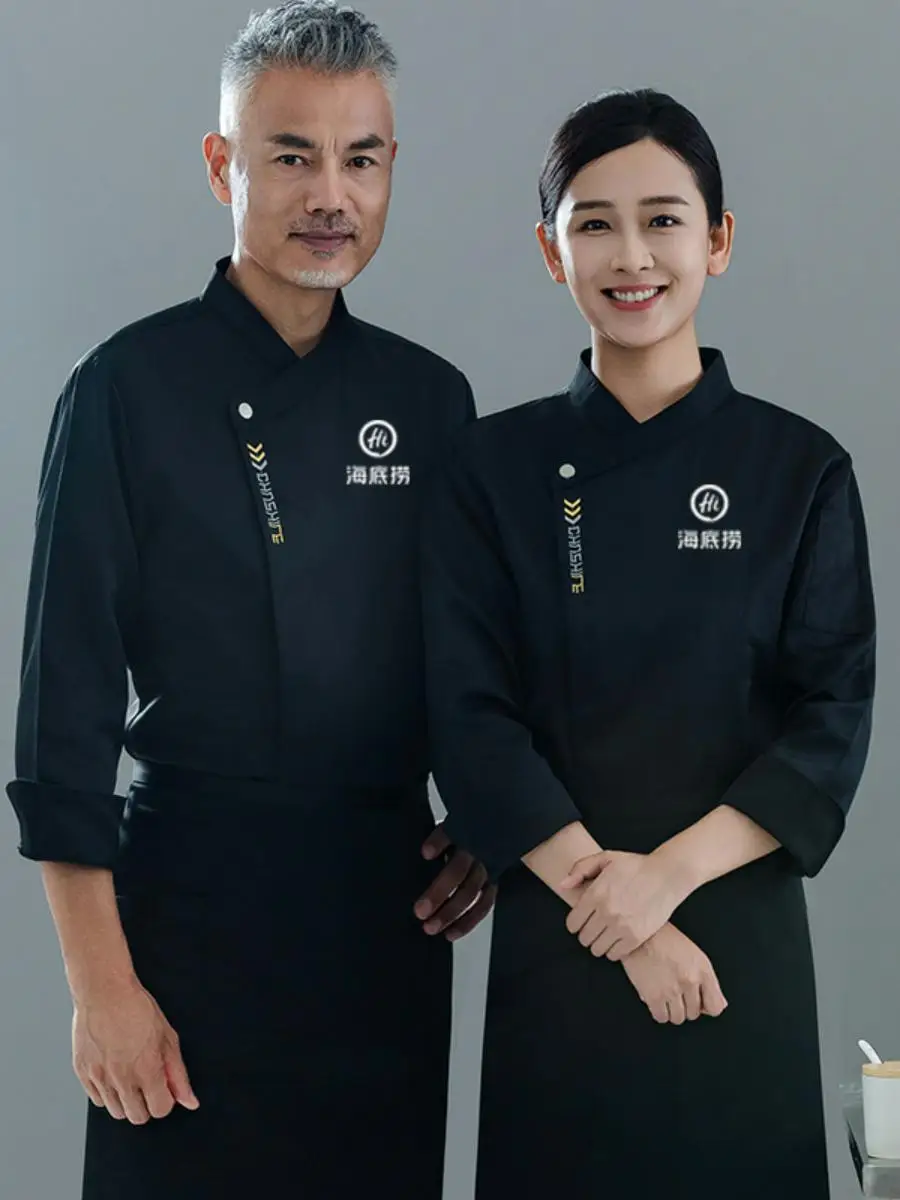 

Новая зимняя мужская униформа для поваров ресторанов и отелей с длинным рукавом, прочная, влагоотводящая, для работы и учебы