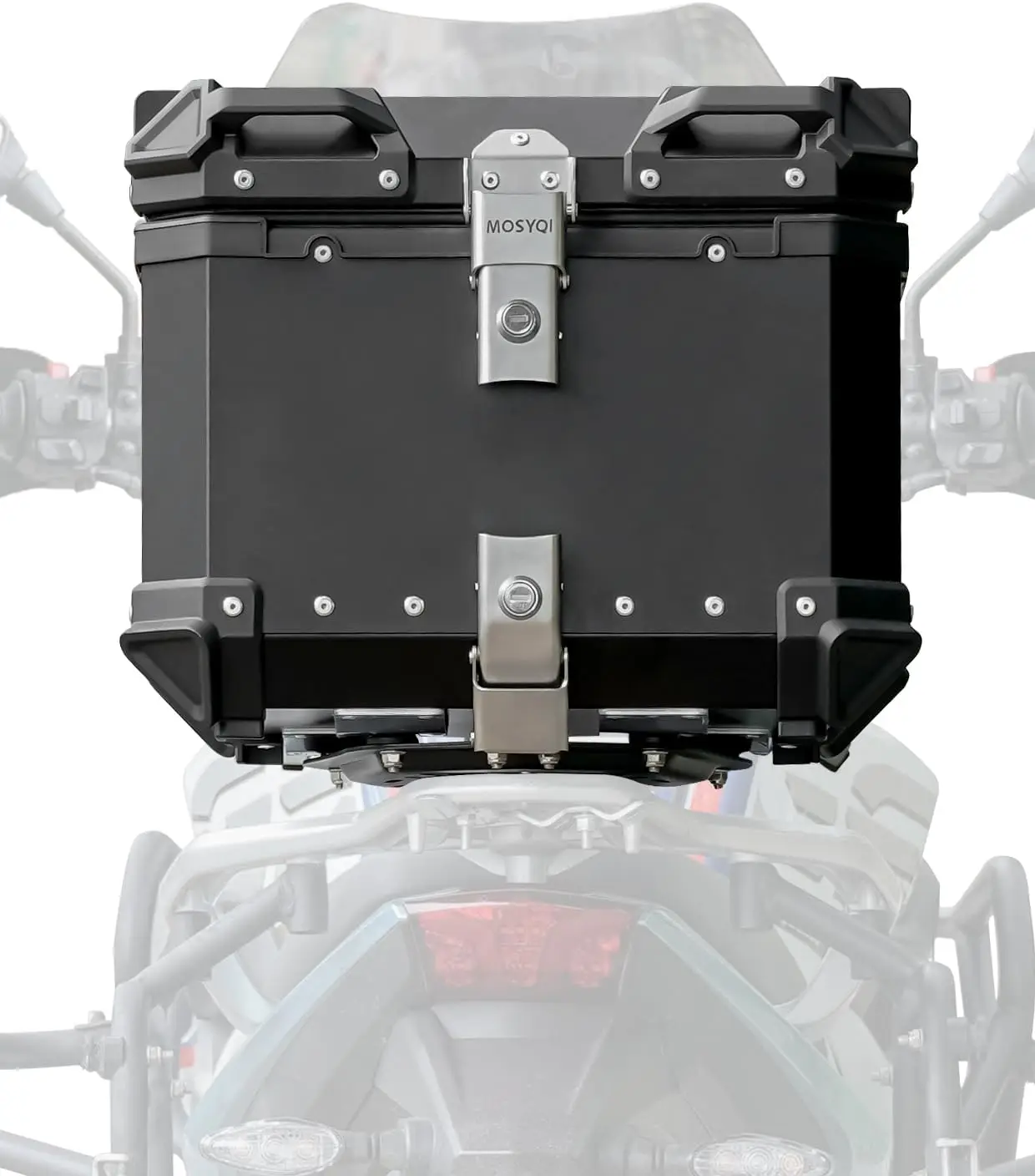 Motorcycle Tail Bag 35L, Waterproof Aluminum Helmet Case with Security Lock, Top Box Storage