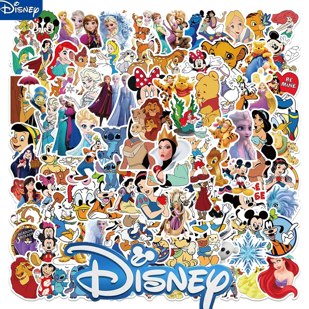 

100pcs Cute Disney Cartoon Mixed Stickers Anna Mickey Graffiti Laptop Skateboard Phone Sticker Toys for Kids Kawaii Anime Decals