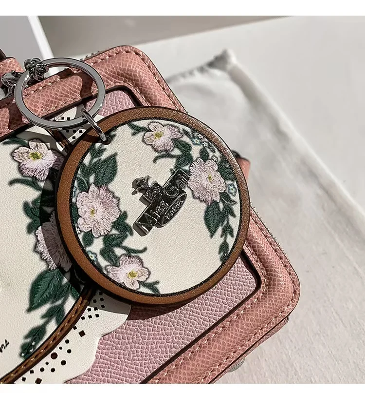 Women\'s Handbag High Quality Textured Leather Floral Printing Square Bag Lady Purse Shoulder Messenger Bag Female Casual Bag