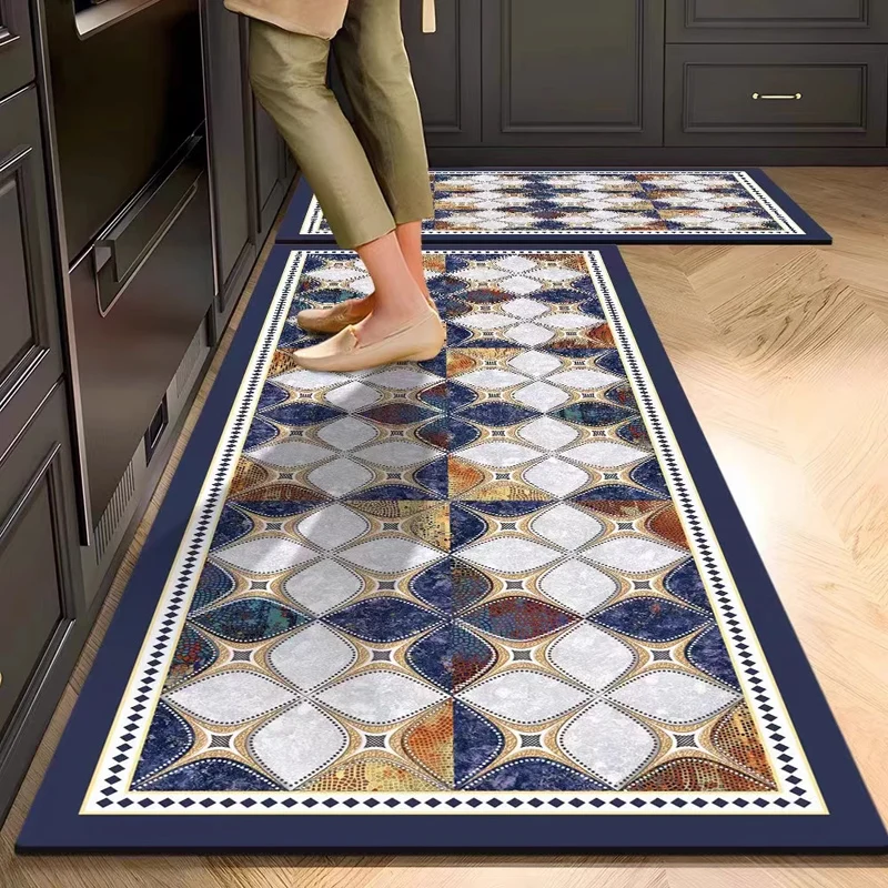 

Washable Non-slip Kitchen Rug Pvc Floor Mat Leather Waterproof Oil-proof Long Floor Mats Home Decor Carpet Alfombra De Cocina