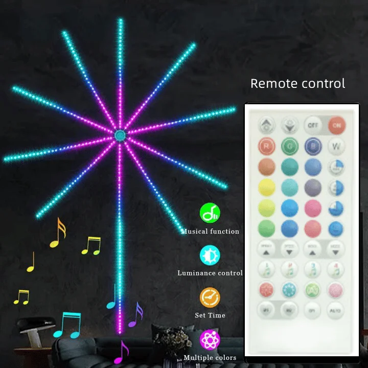 Firework Light Strip Music Sounds Sync Light App Control RGB Color Changing Smart Firework Lights LED Strip Lights for Room Home