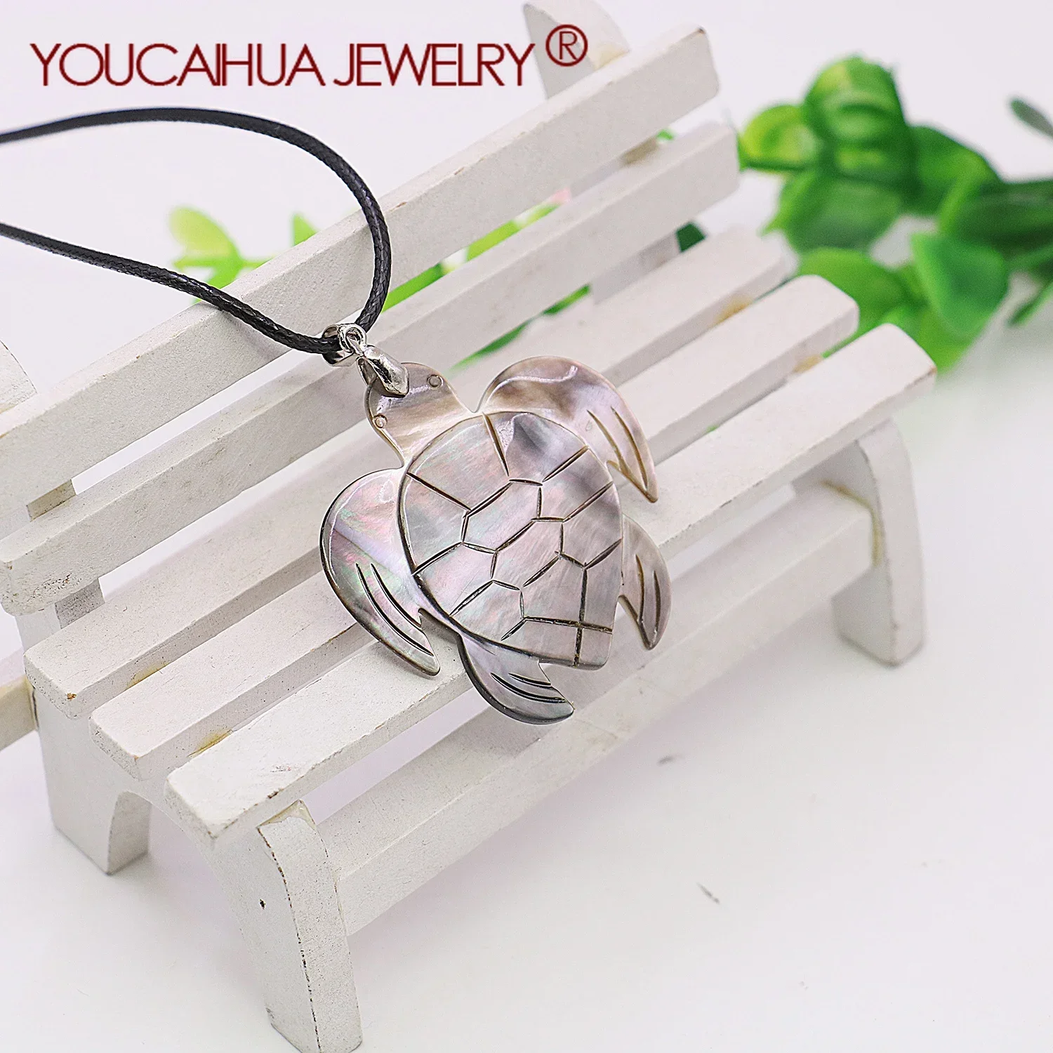 42mm Natural Longevity Turtle Gray Seashell Animal Necklace Pendant,Patterned Seashell,Jewelry Accessory for Men/Women,DIY Gifts