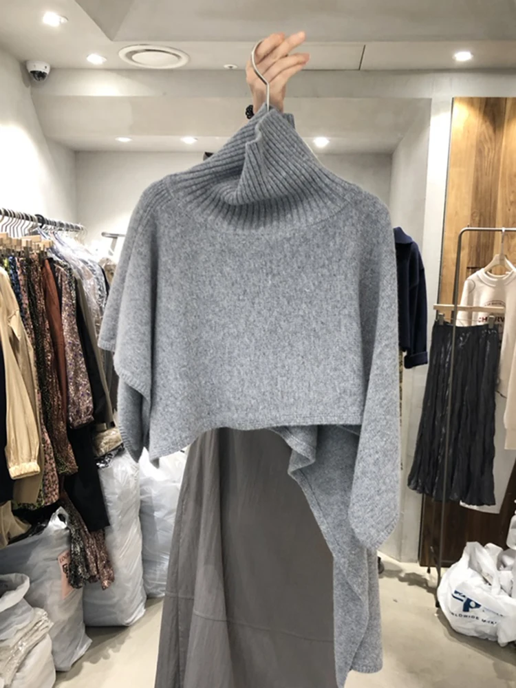 [EWQ] dolcevita diviso maglione donna bellissimo scialle pullover maglia moda Top 2024 autunno inverno nuovi vestiti marea