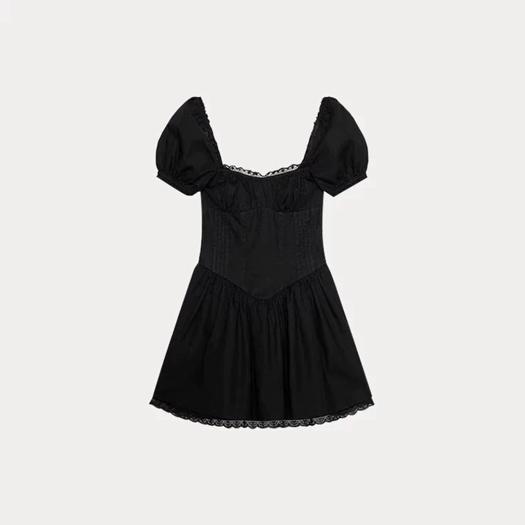 Frühling 2025, sexy Spitze, Seide, quadratischer Kragen, ort Dr, Damenmode, Neuankömmling, Ele-Matte, Sle, Polyesterfaser