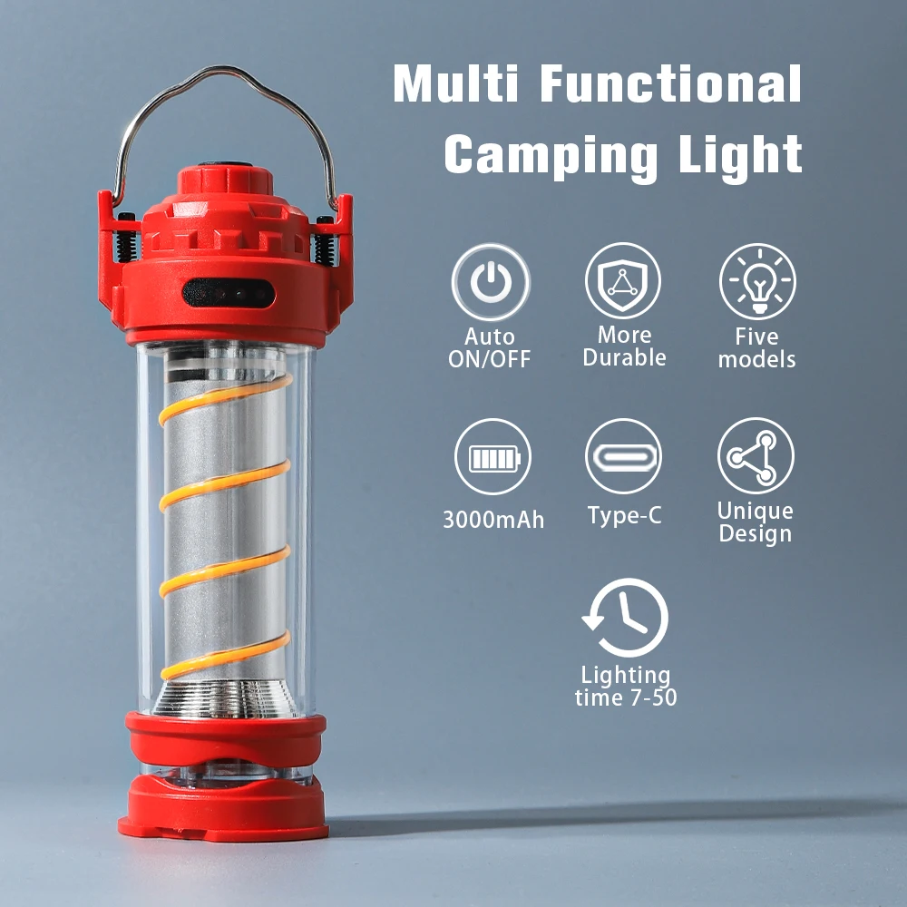 Outdoor LED Camping Light with Tripod 5 Modes USB Charging Emergency Portable Tent Warm Lamp Portable Camping Lantern