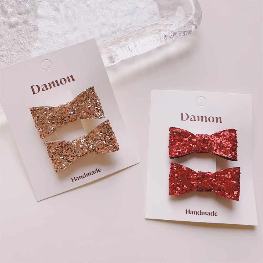 

1pair Korean Kids Hair Clip Princess New Gold Sequin Bow Side Bangs Clip for Girls Flyaway Hair Clips Pin Accessories