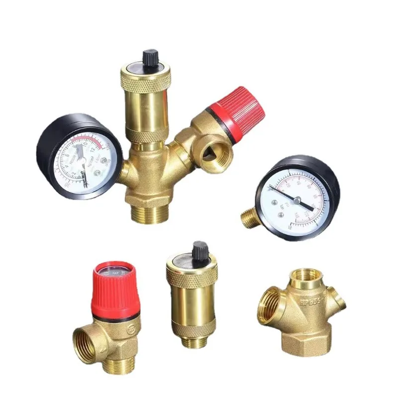 Two‑in‑One All‑Copper Pressure Relief Valve Assembly Pressure Gauge Auto Air Exhaust Valve FOR Boiler Floor Heating Water Tank
