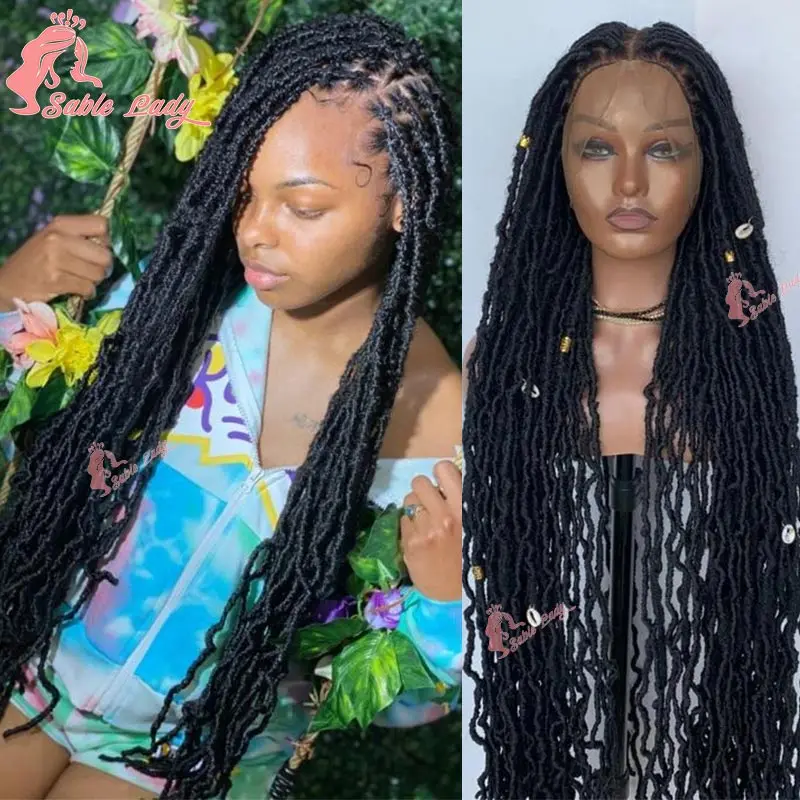 

Synthetic Full Lace Front Braided Wig 40Inch Butterfly Twist Braids Wig Faux Locs Wig Box Braid Wig Knotless Braided Lace Wig