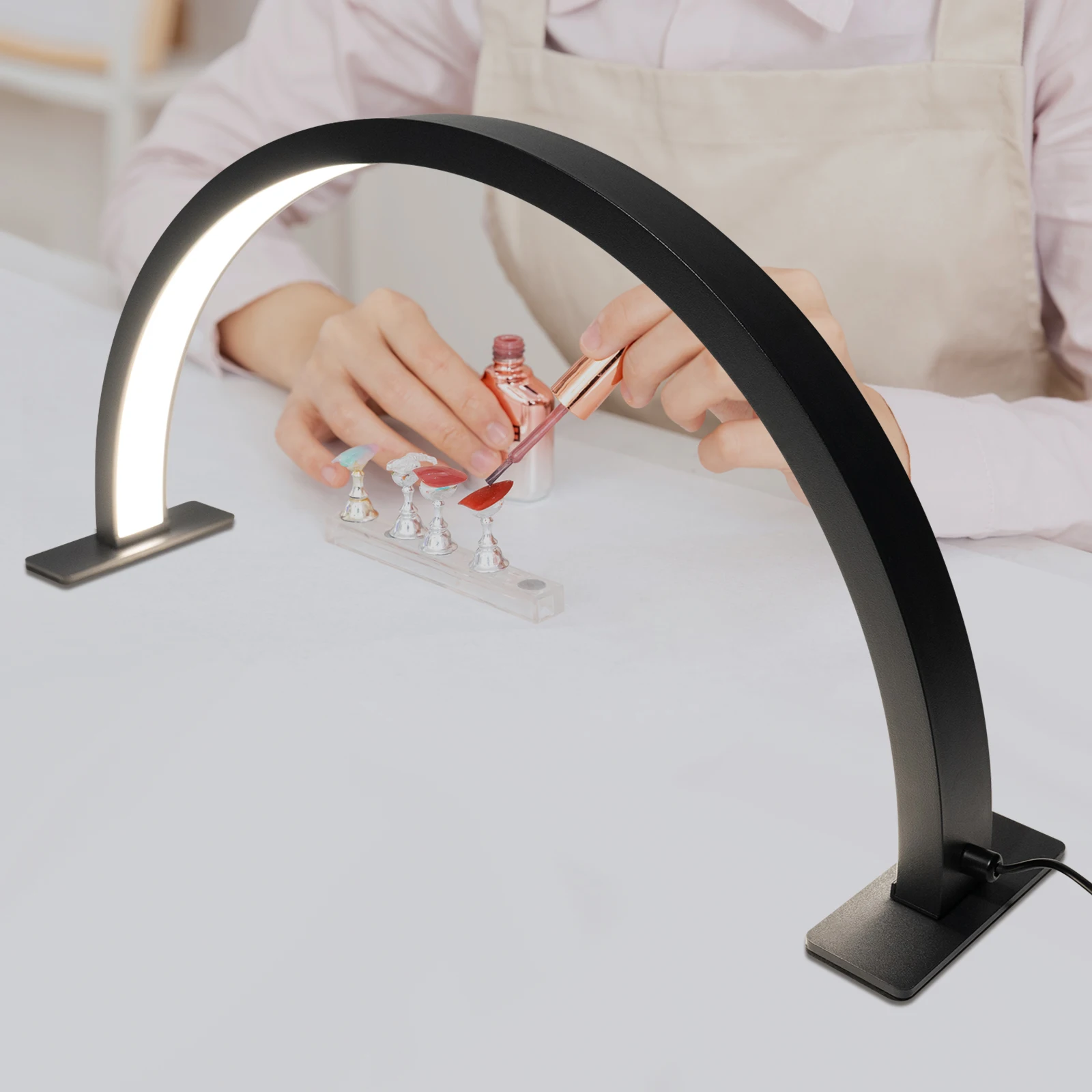 Half Moon Desk Lamp for Nail Art Light with Adjust Brightness 3000K‑6000K LED Half Moon Light