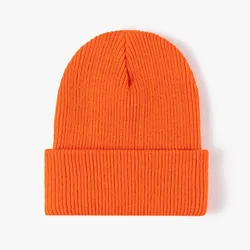 Orange StreetKnitted Knitting hat Men's women's Solid one Color hats Winter Warm Winter Beanie Hip hop Caps