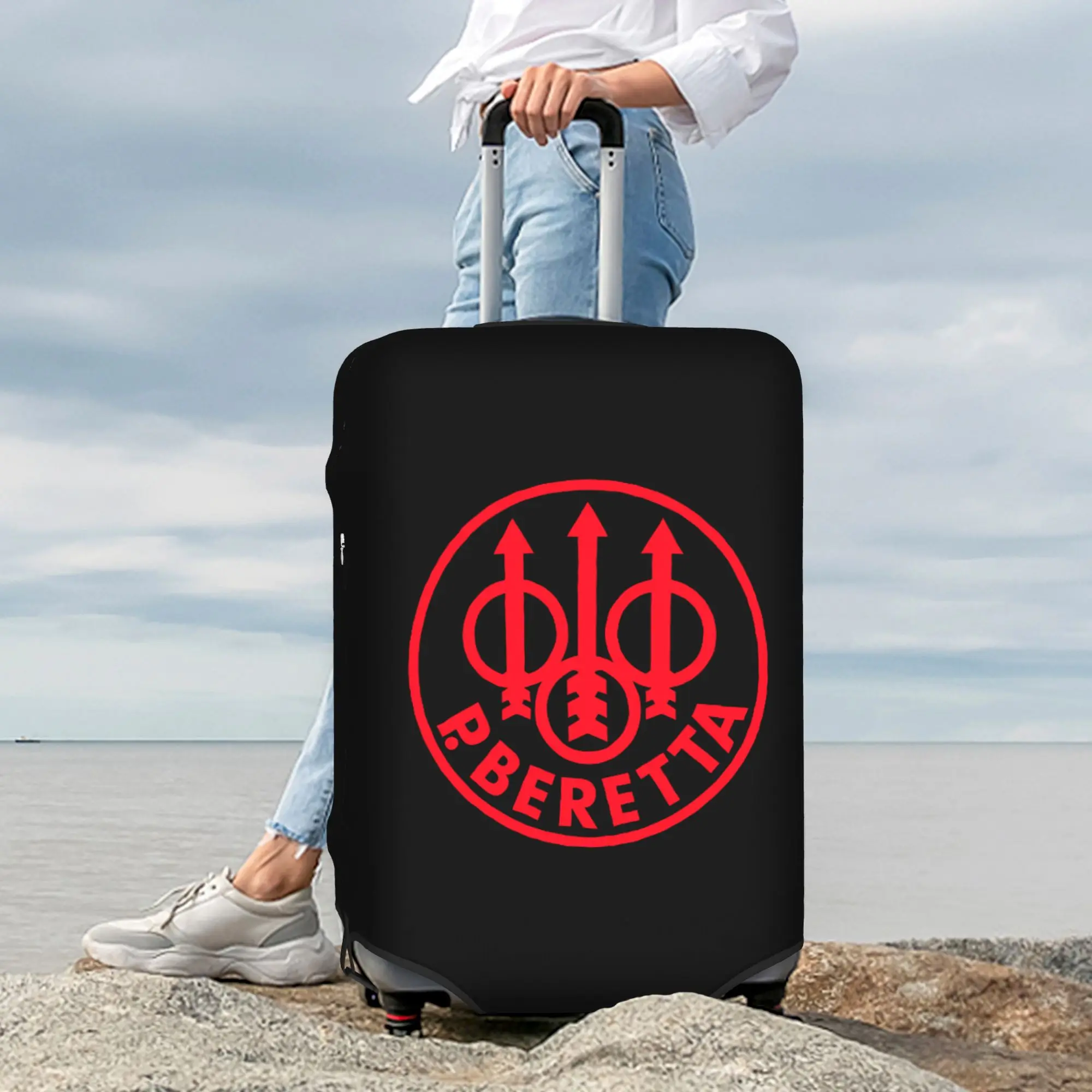Custom Military Gun Fan Beretta Logo Luggage Cover Elastic  Travel Suitcase Protective Covers Suit For 18-32 inch