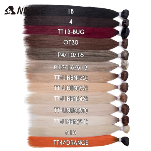 Imagen 2 del producto Mechones de extensiones de cabello liso con cierre Frontal, mechones de pelo sintético, pelo Natural de salón Yaki liso de alta temperatura