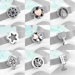 Real Endless Love 925 Sterling Silver Clips Beads clear CZ fit Reflexions charm Bracelet jewelry making for Women