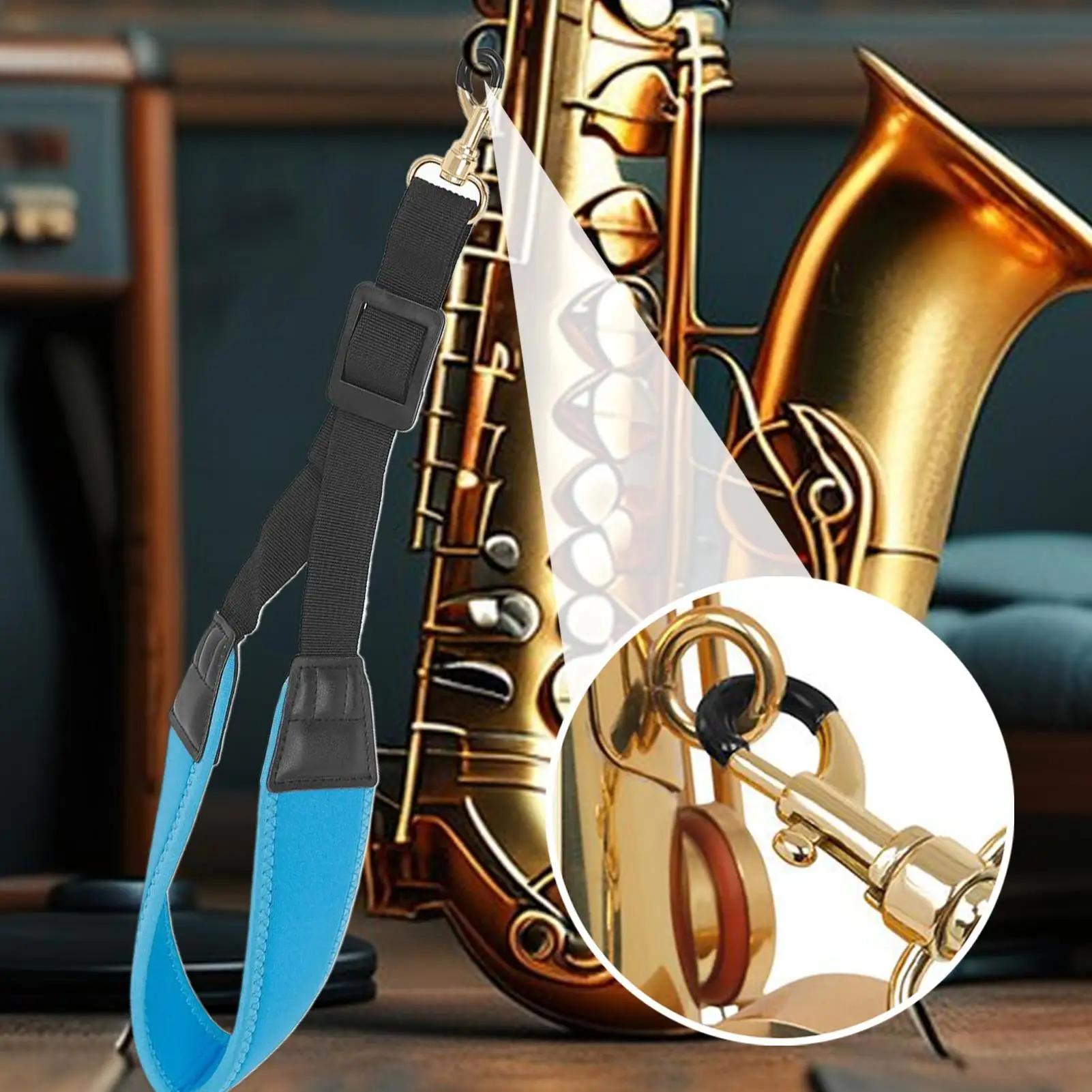 Correa para el cuello para saxofón Tenor, correa para el cuello para saxofón Alto, bocina ajustable en inglés, clarinete bajo, portador acolchado para instrumento musical
