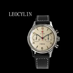 LEOCYLIN China Aviation Chronograph Quartz 1963 Watch Vintage 21 Zuan Pilot Waterproof Canvas Fashion Unique Military Male Watch