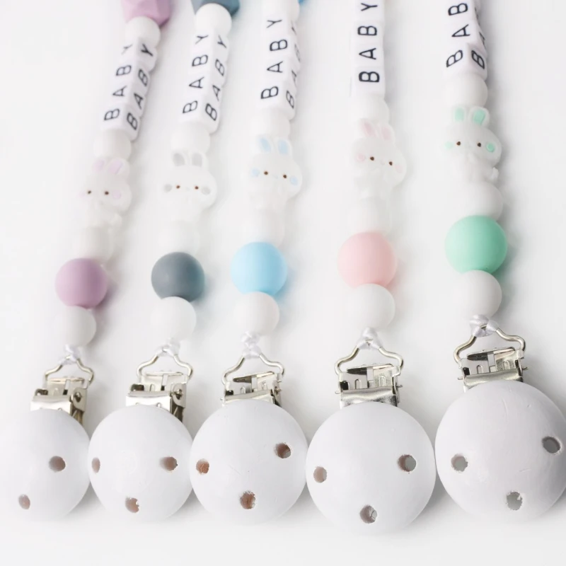 الطفل مخصص شخصية اسم سيليكون الخرز مشابك مصاصة للرضع سلسلة الوليد عضاضة الحلمة دمية حامل سوار مضغ التمريض هدية #5