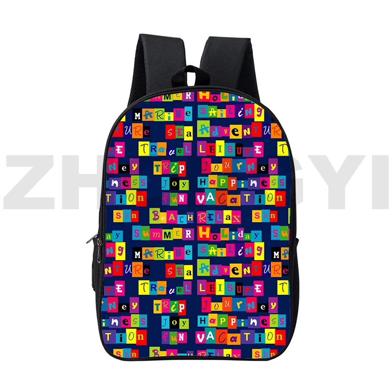 3D Printed Alphabet Lore School Backpack for College Students 16 Inch Waterproof Hiking Trekking Mochila Portable Shoulder Bag