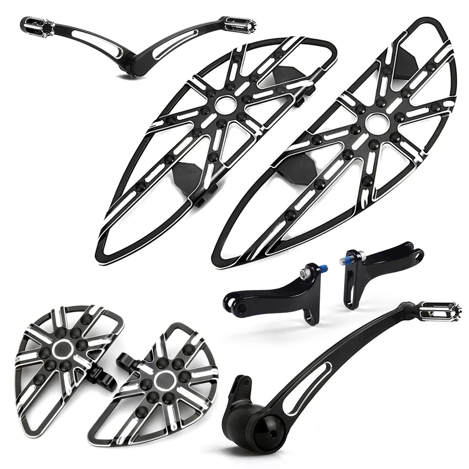 CNC Billet Edge Cut Floorboard Kit Brake Arm & Shifter Lever for  Touring 2008-2024 FLHX FLTR FLHR Footboard Set