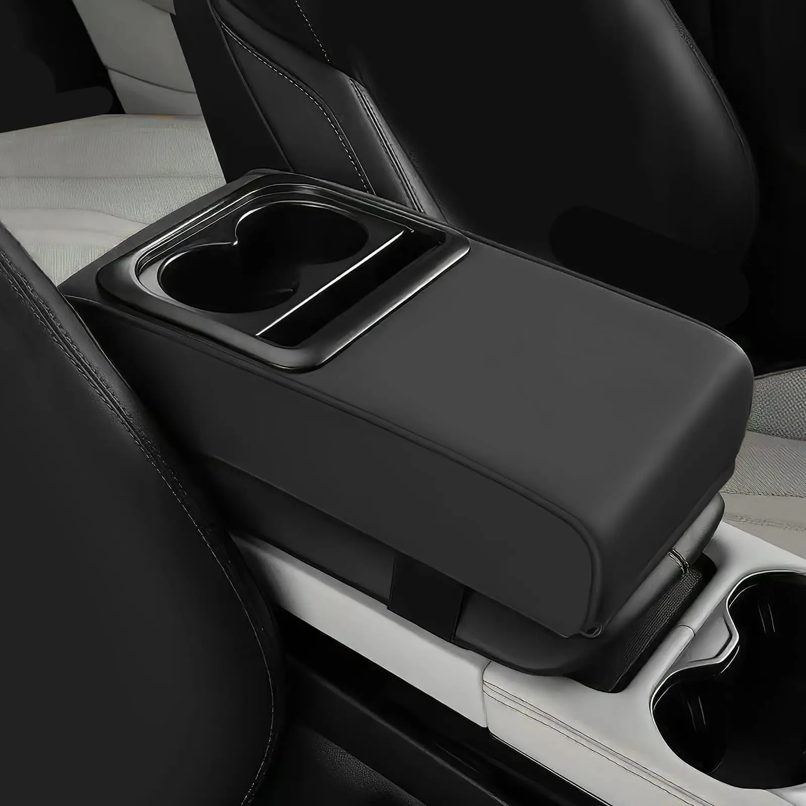 Universal Car Armrest Cushion with Cup Holder, Heightened Multi-Functional Console Organizer